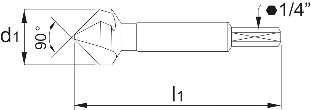 INTERNATIONAL TOOLS ECO HSS VERZINKBOOR 90°. 3 SNIJKANTEN. BITOPNAME. 8.3 MM