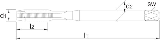 PHANTOM HSS-E PM MACHINETAP DIN 371 METRISCH. TICN. ROESTVASTSTAAL VOOR DOORLOPENDE GATEN M6