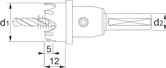 Phantom HM-tip gatfrees materiaaldikte <5mm 23mm