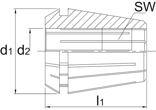 PHANTOM DIN 6499-A SPANTANG ER 25G 430G. VOOR TAPPEN. 15 µM 9 MM