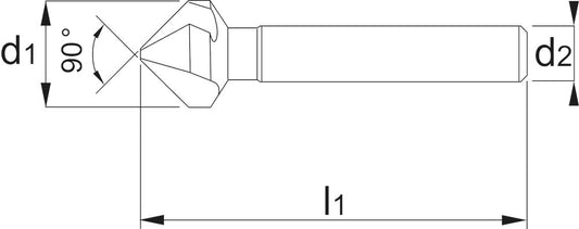 PHANTOM VHM VERZINKBOOR DIN 335-C 90°. 3 SNIJKANTEN 20.5MM