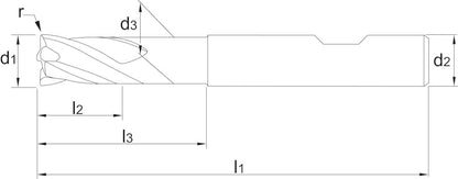 PHANTOM HP2 UNI VHM VARI-FREES. 4-SNIJDER 2XD/3XD ALCRN. SNIJKANTRADIUS 5X10X15MM R1