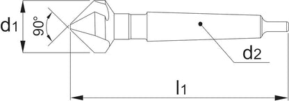 PHANTOM HSS-E VERZINKBOOR DIN 335-D 90°. 3 SNIJKANTEN. MK 4 80MM