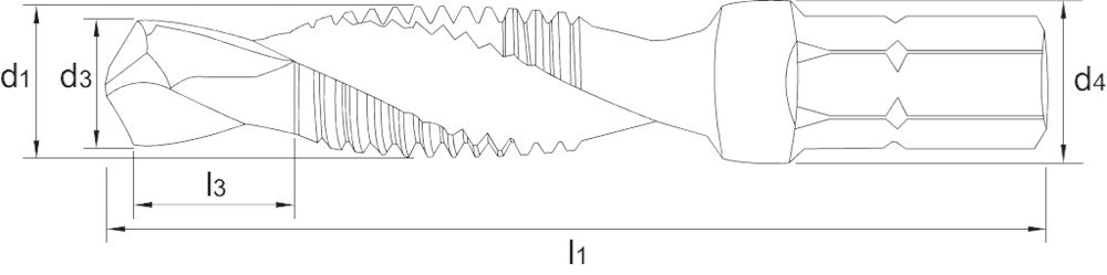 INTERNATIONAL TOOLS ECO HSS COMBI-BOORTAP. VERZINKBOOR DIN 3126 METRISCH M8